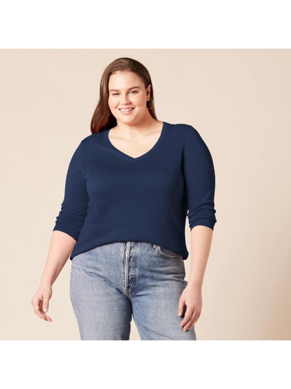 Lightweight Long-Sleeve V-Neck Sweater for Women - Cozy & Stylish Knit Top - Picture 6 of 8